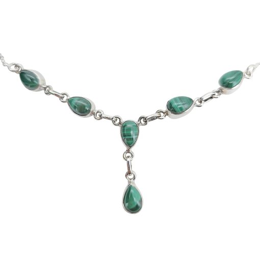 Malachite Sterling Silver 18" Long Necklace