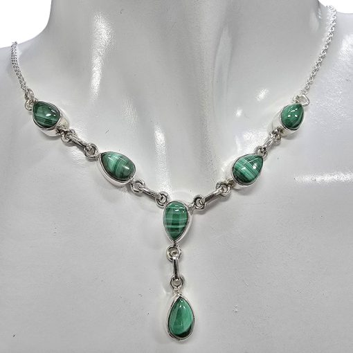 Malachite Sterling Silver 18" Long Necklace - Image 2
