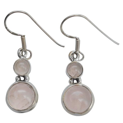 Rose Quartz Sterling Silver Earrings On Hooks