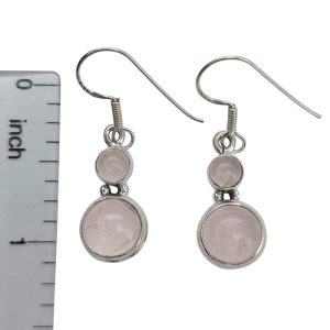 Rose Quartz Sterling Silver Earrings On Hooks