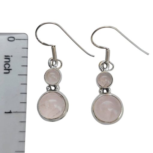 Rose Quartz Sterling Silver Earrings On Hooks