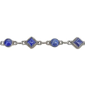 Lapis Stone Sterling Silver Link Bracelet