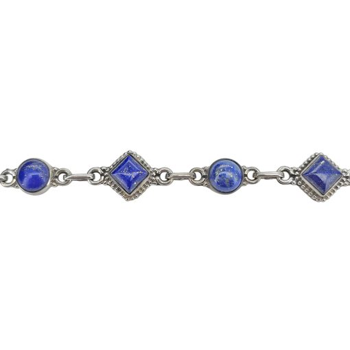 Lapis Stone Sterling Silver Link Bracelet