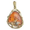 Spider Multi-Color Amber Gold Plated Silver Handmade Pendant