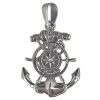 Anchor Ship Steering Wheel Sterling Silver Pendant