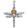 Dragonfly Cognac Amber Sterling Silver Pendant