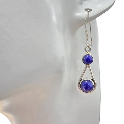 Lapis Sterling Silver Earrings On Hooks - Image 2