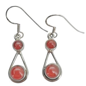 Red Onyx Sterling Silver Earrings On Hooks