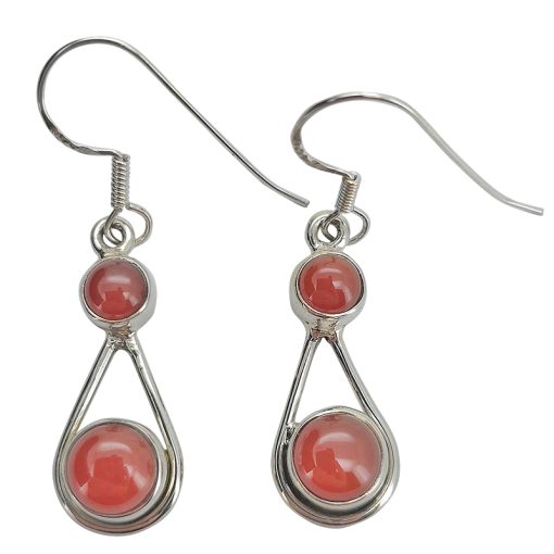 Red Onyx Sterling Silver Earrings On Hooks