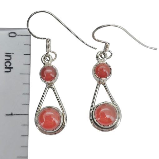 Red Onyx Sterling Silver Earrings On Hooks