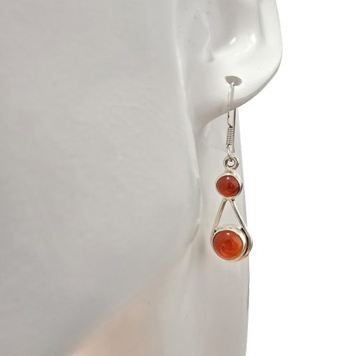 Red Onyx Sterling Silver Earrings On Hooks - Image 2