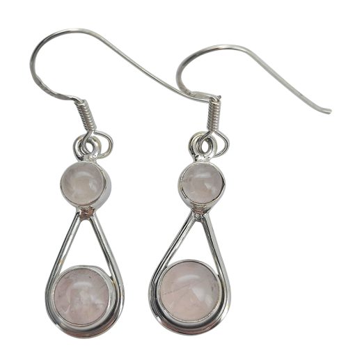 Rose Quartz Sterling Silver Earrings On Hook