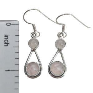 Rose Quartz Sterling Silver Earrings On Hook