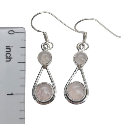Rose Quartz Sterling Silver Earrings On Hook