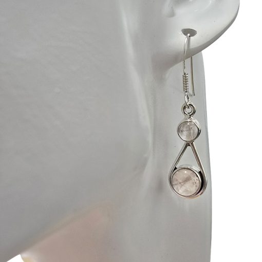 Rose Quartz Sterling Silver Earrings On Hook - Image 2