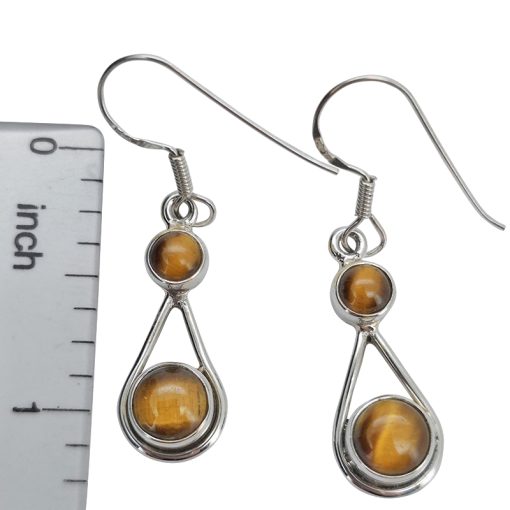 Tiger Eye Sterling Silver Earrings On Hooks