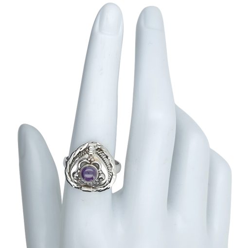 Heart-Shaped Amethyst Silver Locket / Poison Ring - Image 4