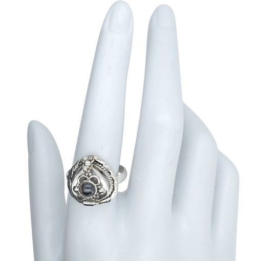 Heart-Shaped Black Onyx Silver Locket / Poison Ring - Image 5