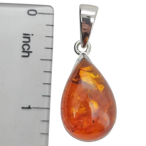 Cognac Amber Sterling Silver Pendant