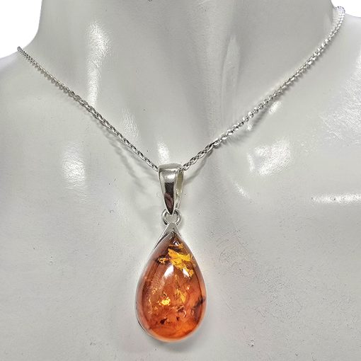 Cognac Amber Sterling Silver Pendant - Image 2