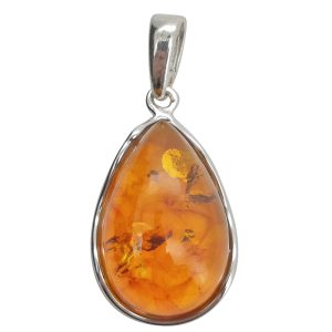 Cognac Amber Sterling Silver Pendant
