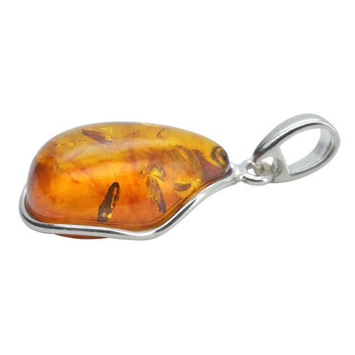 Cognac Amber Sterling Silver Pendant