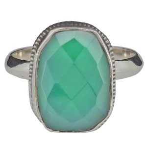 Faceted Green Onyx Sterling Silver Ring