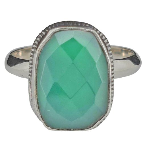 Faceted Green Onyx Sterling Silver Ring