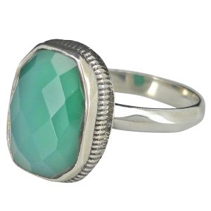 Faceted Green Onyx Sterling Silver Ring