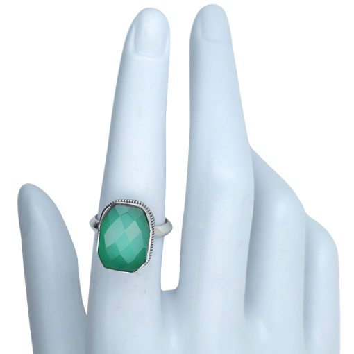 Faceted Green Onyx Sterling Silver Ring - Image 3