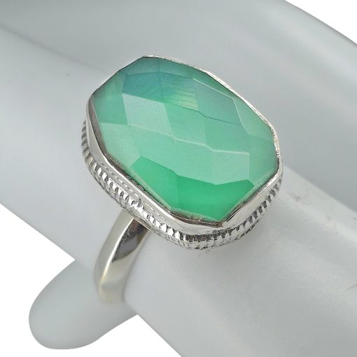 Faceted Green Onyx Sterling Silver Ring - Image 2