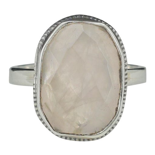 Faceted Rose Quartz Sterling Silver Ring