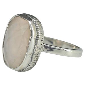 Faceted Rose Quartz Sterling Silver Ring
