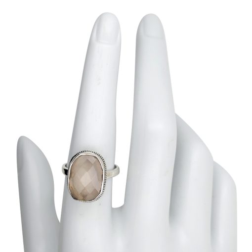 Faceted Rose Quartz Sterling Silver Ring - Image 3