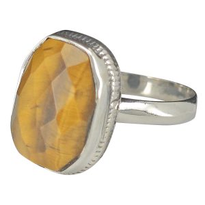 Faceted Tiger Eye Sterling Silver Ring