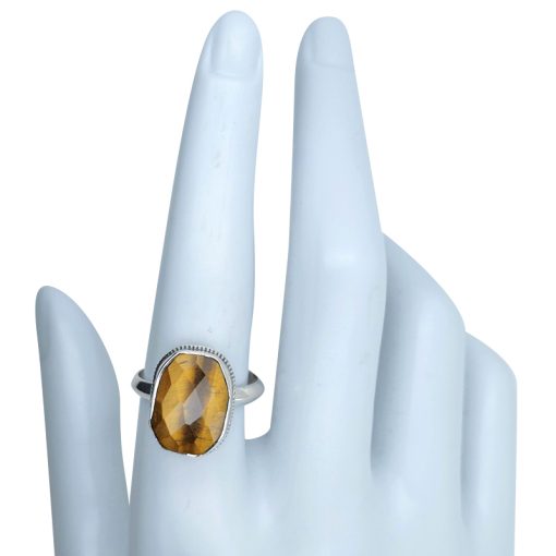 Faceted Tiger Eye Sterling Silver Ring - Image 3