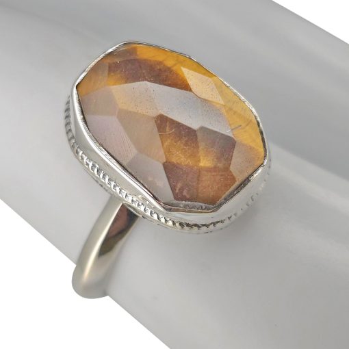 Faceted Tiger Eye Sterling Silver Ring - Image 2