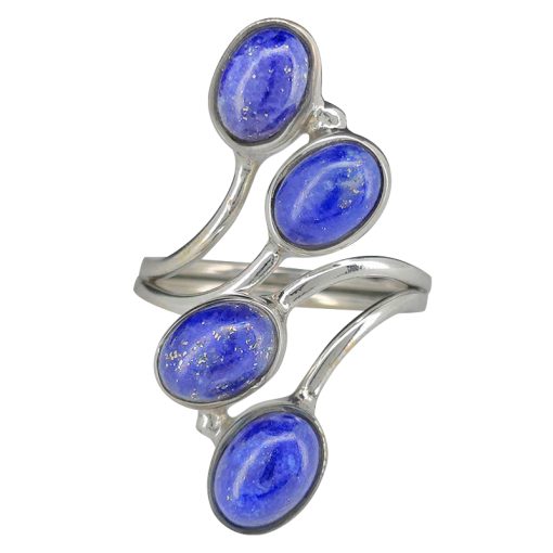 Multi Stone Lapis Silver Adjustable Ring