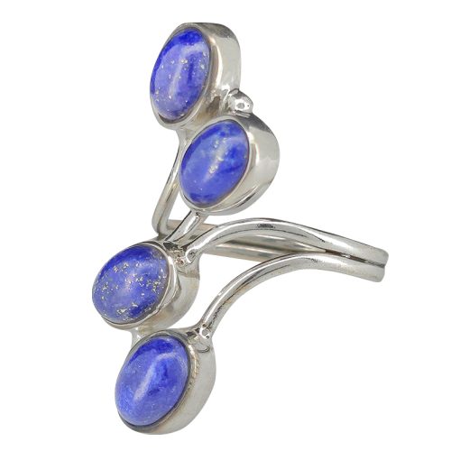Multi Stone Lapis Silver Adjustable Ring - Image 3