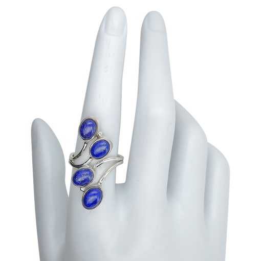 Multi Stone Lapis Silver Adjustable Ring - Image 4