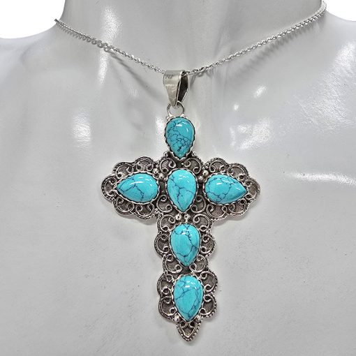 Howlite Sterling Silver Cross/Pendant - Image 2