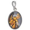 Cameo Amber Sterling Silver Dragonfly Pendant