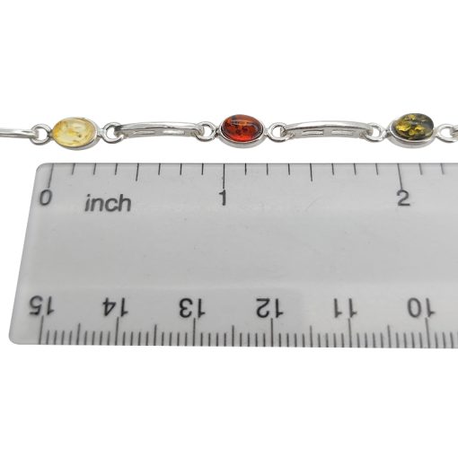 Multicolor Amber Sterling Silver Link Bracelet - Image 3