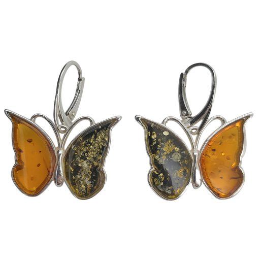 Butterfly Multicolor Amber Dangle Earrings - Image 3