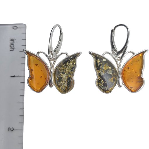 Butterfly Multicolor Amber Dangle Earrings - Image 4