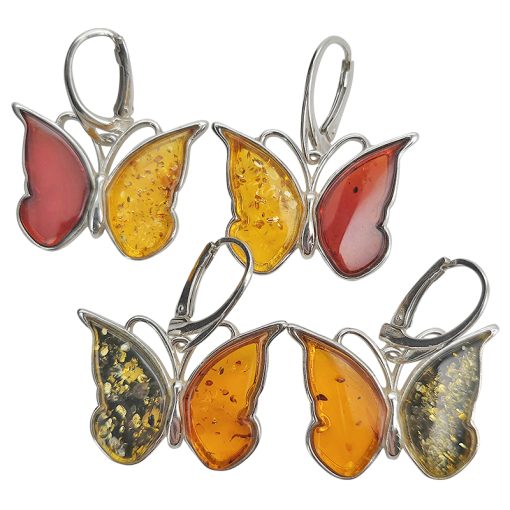 Butterfly Multicolor Amber Dangle Earrings