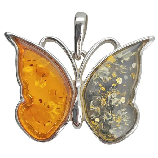 Multicolor Amber Butterfly Pendant