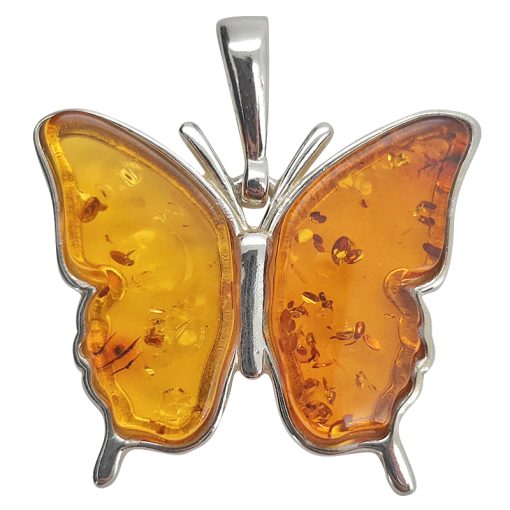 Cognac Sterling Silver Butterfly Pendant