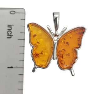 Cognac Sterling Silver Butterfly Pendant
