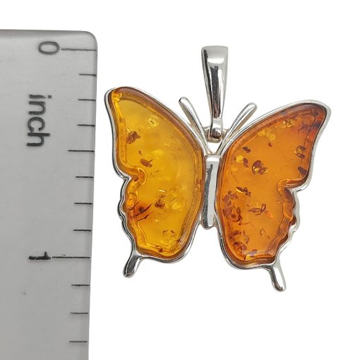 Cognac Sterling Silver Butterfly Pendant
